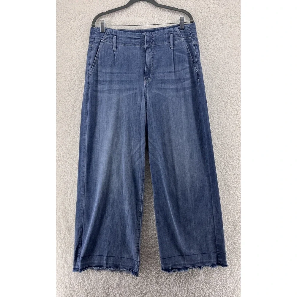 NYDJ Mona Wide Leg Jeans Women's 12 High Rise Medium Blue Denim Wash Baggy